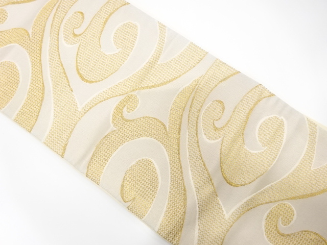 JAPANESE KIMONO / ANTIQUE FUKURO OBI / WOVEN ARABESQUE